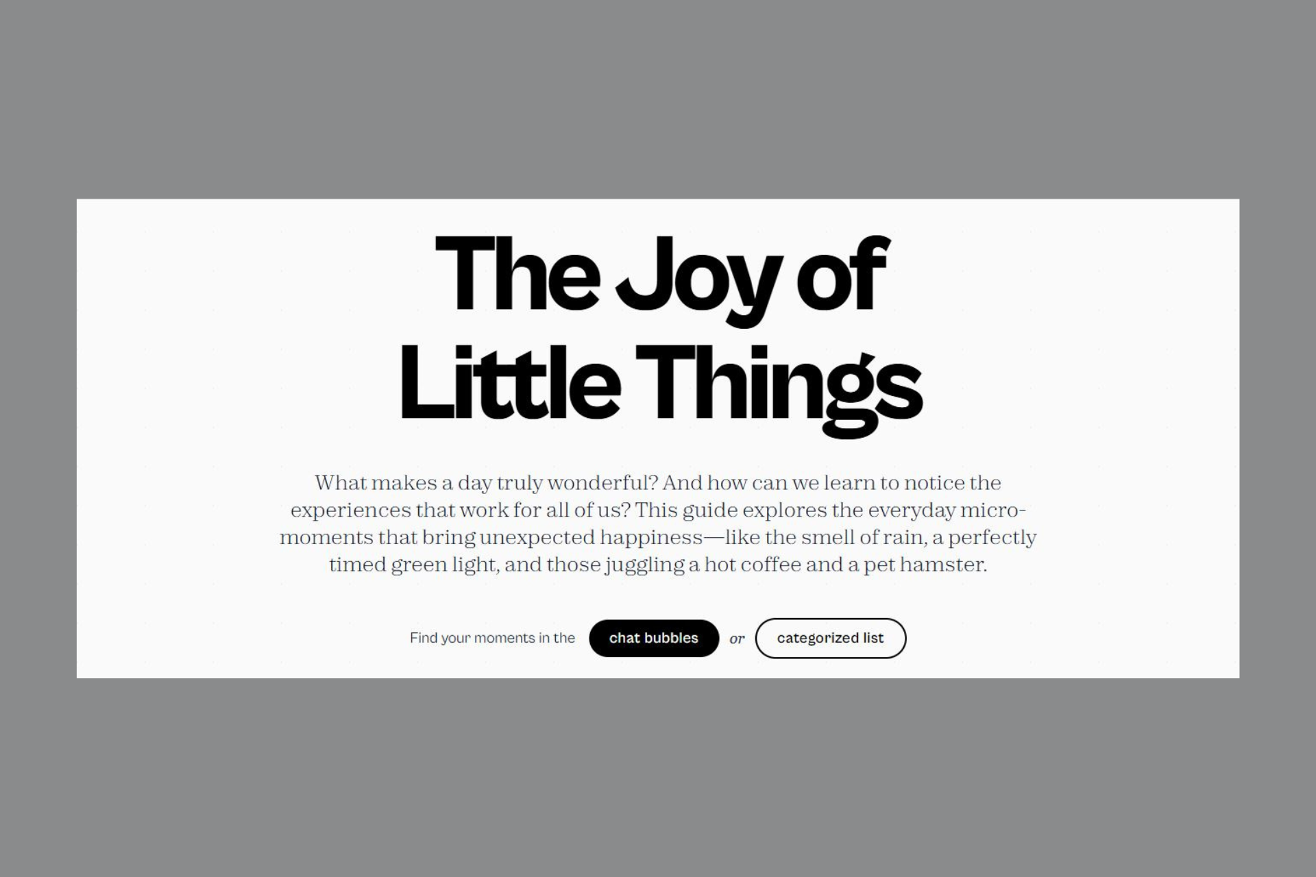 The Joy of Little Things